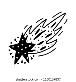 Cosmos print. Black vector illustration. Nursery poster