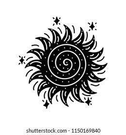 Cosmos print. Black vector illustration. Nursery poster