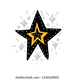 Cosmos print. Black vector illustration. Nursery poster