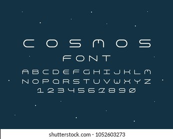 Cosmos regular font. Vector alphabet letters. Typeface design. 