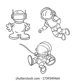 Cosmos set isolated on the white background. Planet collection in doodle style design