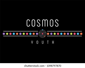cosmos slogan, t shirt graphics, tee print design.