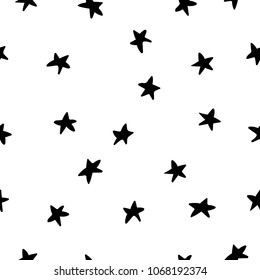 Cosmos space astronomy simple seamless pattern. Endless galaxy inspiration graphic design typography element. Hand drawn Cute simple vector background Stars