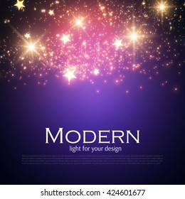 Cosmos Space. Magic Dust Texture. Shining Abstract Background. Sky with Fireworks. Vector illustration