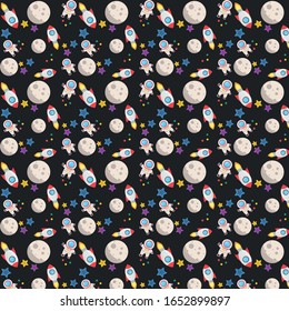 Cosmos, Space Seamless Pattern. Swatch Included.