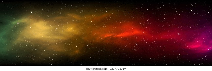 Textura estelar de cosmos. Universo de color con estrellas brillantes. Amplio espacio cósmico con nebulosa mágica. Galaxia colorida con polvo de estrellas. Cielo gradiente de fantasía. Ilustración vectorial.