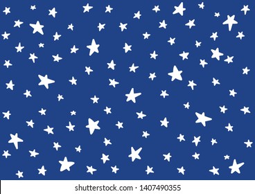 Cosmos stars on blue background for kids, children, toddlers.