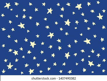 Cosmos stars on blue background for kids, children, toddlers.