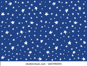 Cosmos stars on blue background for kids, children, toddlers.