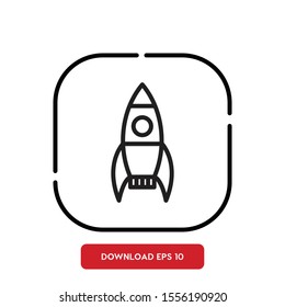 Cosmos symbol, rocket outline vector icon