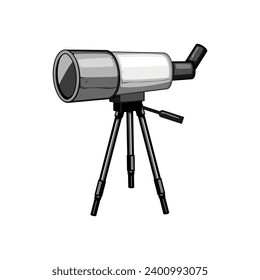 cosmos telescope cartoon. planet night, star cosmic, silhouette exploration cosmos telescope sign. isolated symbol vector illustration