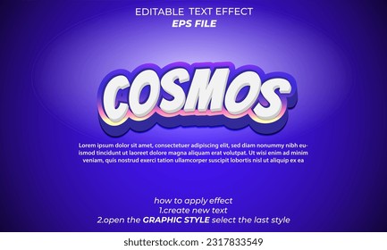 cosmos text effect, font editable, typography, 3d text. vector template