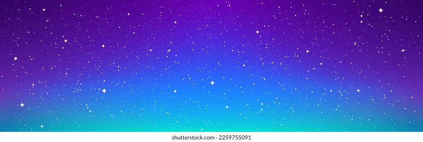 Cosmos texture. Wide beautiful space background. Starry gradient design. Bright magic milky way. Modern cosmos for poster, banner or web. Vector illustration.