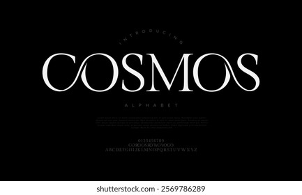 Cosmos typography beauty fashion elegant minimalist serif italic fonts decorative wedding vintage retro logos. Minimal luxury font alphabet logo. Vector illustration