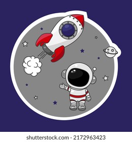 cosmos, dibujos animados astronautas en el espacio ultraterrestre