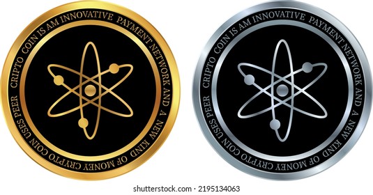 cosmos-atom virtual currency logo. vector illustrations. 3d illustrations.