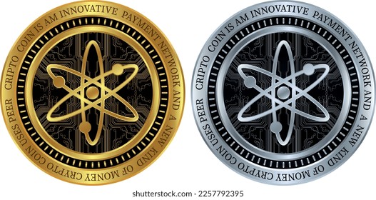 cosmos-atom virtual currency logo. vector illustrations. 3d illustrations.