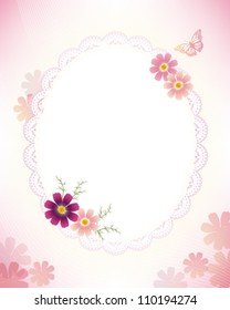 cosmoses and lace frame