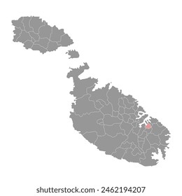 Landkarte des Distrikts Cospicua, administrative Division von Malta. Vektorillustration.