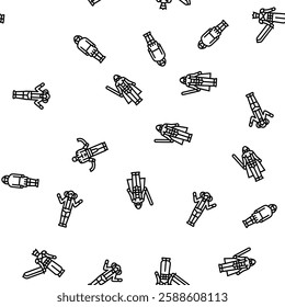 cosplay comic movie anime vector seamless pattern thin line illustration
