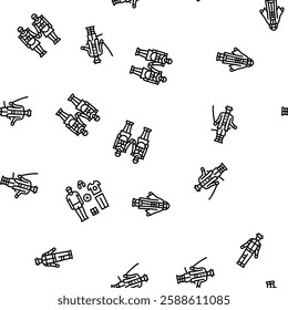 cosplay comic movie anime vector seamless pattern thin line illustration