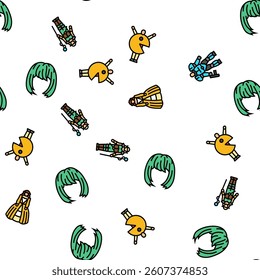 cosplay comic movie anime vector seamless pattern thin line illustration