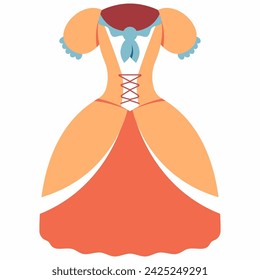 Cosplay princess dress vector cartoon illustration isolated on a white background.