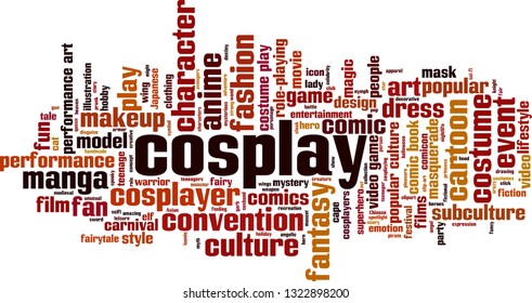 Cosplay word cloud concept. Vector illustration