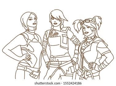 Cosplayer as characters in Japan cosplay festival. Vector illustration