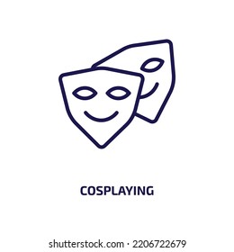 cosplaying icon from activity and hobbies collection. Thin linear cosplaying, character, cute outline icon isolated on white background. Line vector cosplaying sign, symbol for web and mobile