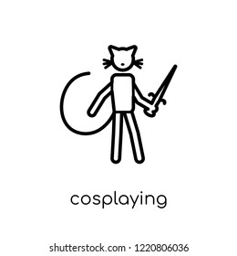 Cosplaying icon. Trendy modern flat linear vector Cosplaying icon on white background from thin line Activity and Hobbies collection, editable outline stroke vector illustration