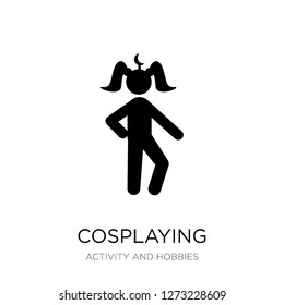 cosplaying icon vector on white background, cosplaying trendy filled icons from Activity and hobbies collection, cosplaying simple element illustration