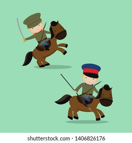 cossack cavalryman cartoon vector illustration.