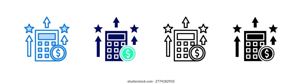 Cost Advantage Multiple Style Icon Set Vector