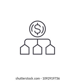 Cost Allocation Linear Icon Concept. Cost Allocation Line Vector Sign, Symbol, Illustration.