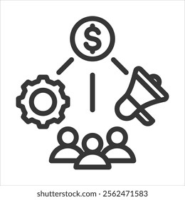 Cost Allocation Outline Icon Vector Illustration