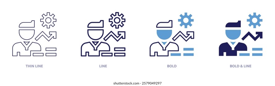 Cost analysis icon in 4 different styles. Thin Line, Line, Bold, and Bold Line. Duotone style. Editable stroke.