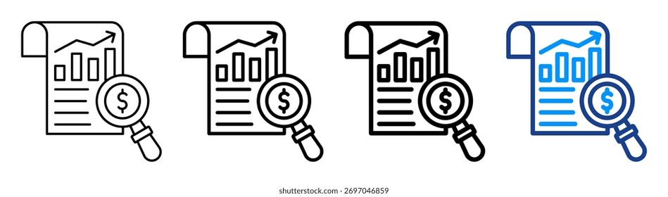 Cost Analysis Icon Different Outline Collection Set
