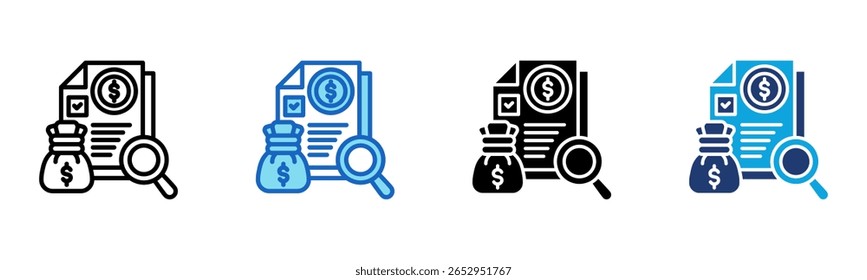 Icono de análisis de costos Ilustración vectorial de estilos múltiples
