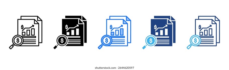 Cost Analysis icon set multiple style collection