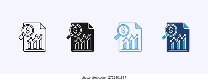Kostenanalyse-Symbol Set Multistyle Various Collection Element for Design