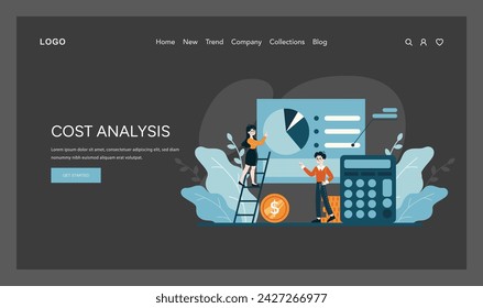 Cost Analysis illustration. Detailed expense breakdown and financial evaluation for organizational efficiency. Professionals identify categories of expenses in business. Flat vector illustration