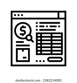 cost analysis logistic manager line icon vector. cost analysis logistic manager sign. isolated contour symbol black illustration