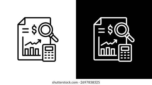 Cost Analysis White Icon Set Design