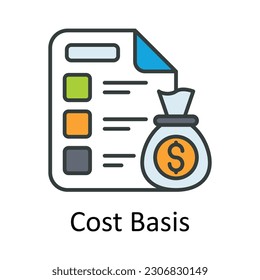 Cost Basis  vector Fill outline Icon Design illustration. Taxes Symbol on White background EPS 10 File