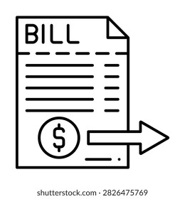 Cost Bill Line Icon Style