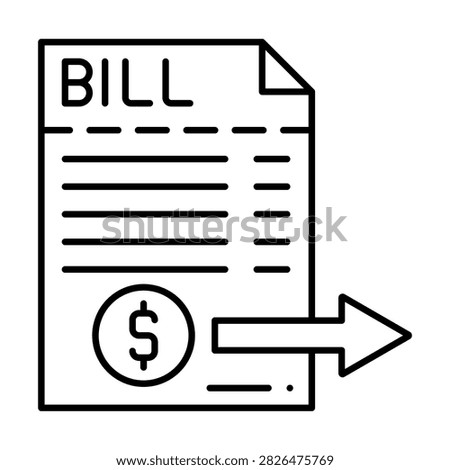 Cost Bill Line Icon Style