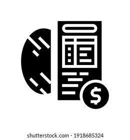 cost calculation, mirror price glyph icon vector. cost calculation, mirror price sign. isolated contour symbol black illustration