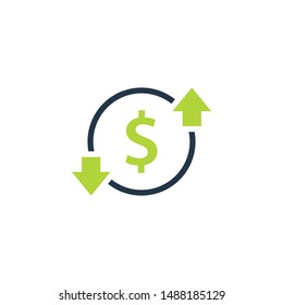 Cost Center icon with arrows. Clipart image isolated on white background