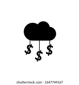 Cost cloud silhouette icon. Clipart image isolated on white background